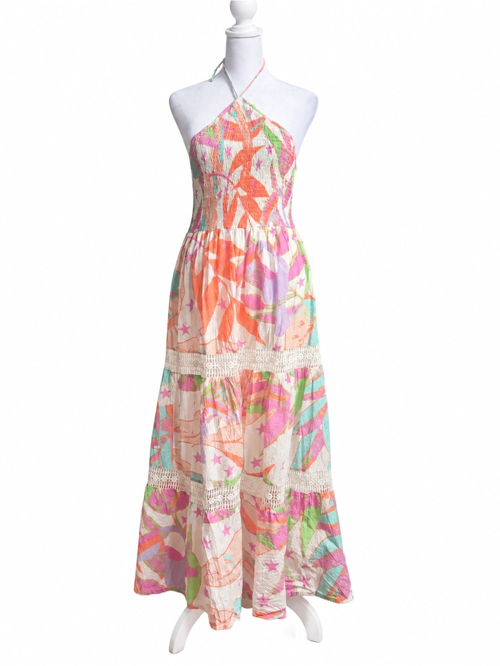 Z&L Europe Floral Boho Halter Maxi Dress Size S
